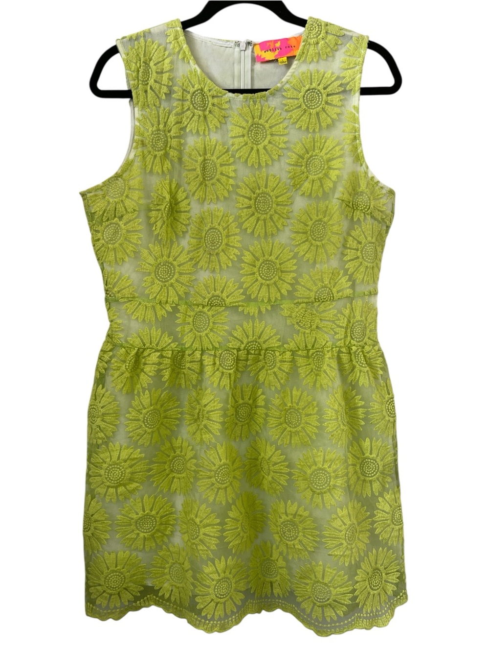 english rose Neon Mesh Floral Embroidered Dress